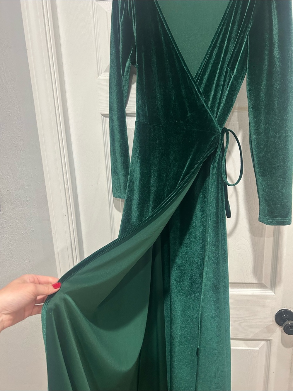 Baltic Born Deep Emerald Velvet Wrap Maxi Dress - Picture 5 of 5